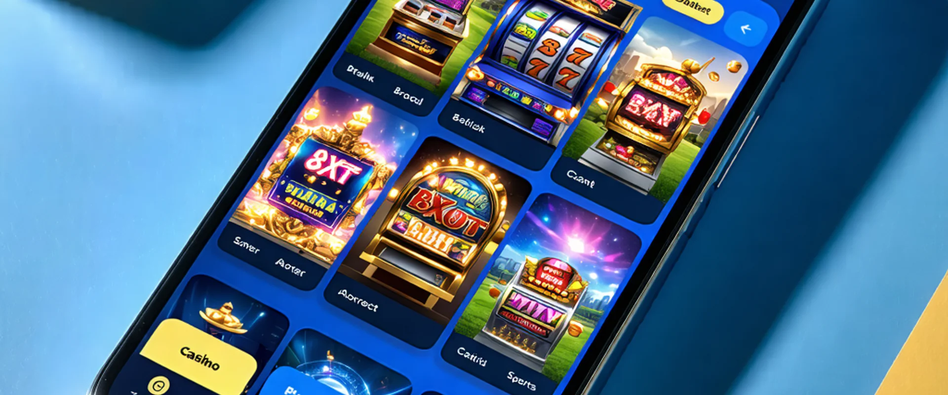 Giao diện ứng dụng 8Xbet trên điện thoại thông minh, hiển thị các trò chơi cá cược và logo 8x bet