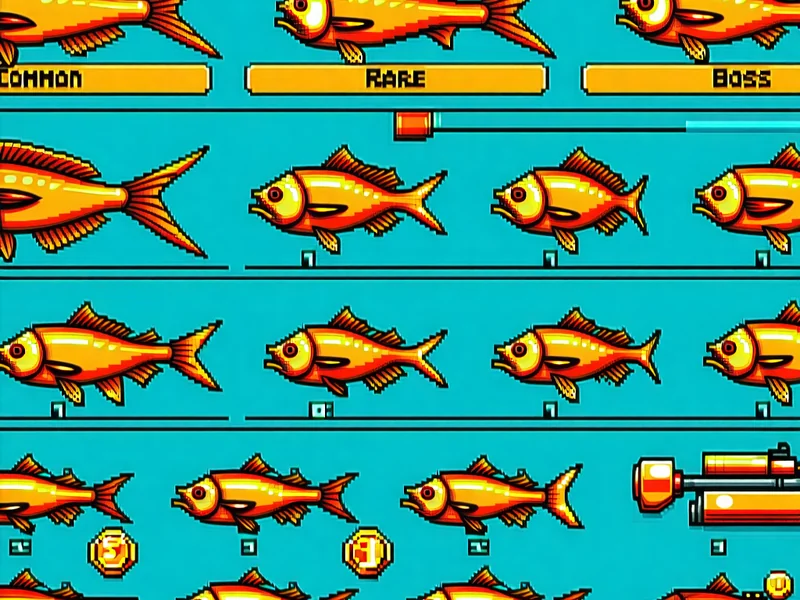 Sơ đồ minh họa các loại cá và giá trị điểm trong trò chơi bắn cá 8X Bet