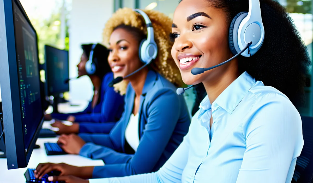 Hình ảnh đội ngũ hỗ trợ khách hàng chuyên nghiệp, tận tâm của 8X Bet đang làm việc